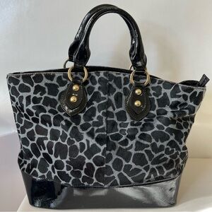 Roberta Gandolfi Italy Real Fur Animal Print Leather Bag Satchel
